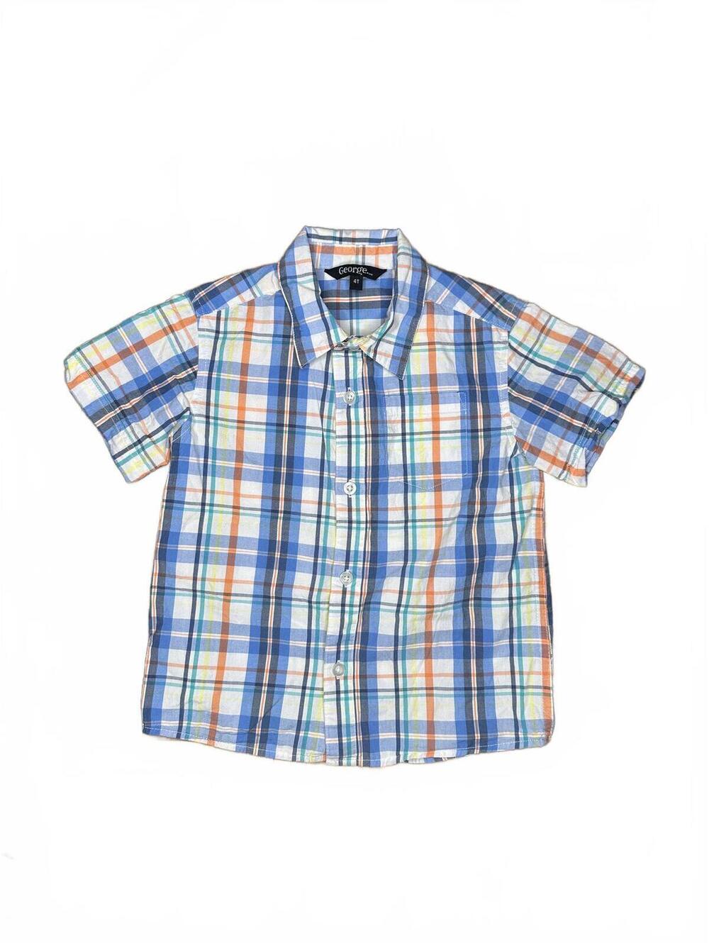George Boys 4T Short Sleeve Plaid Button-Up Shirt